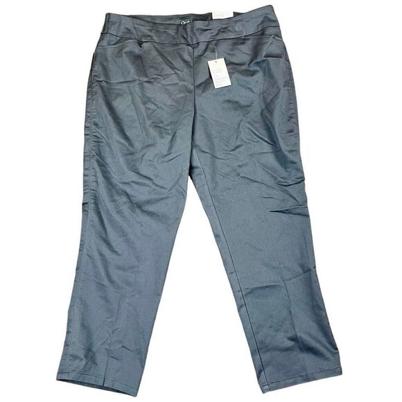 NWT Croft & Barrow Forged Iron Woven Stretch Slimming Pants 18 Short - Picture 1 of 13